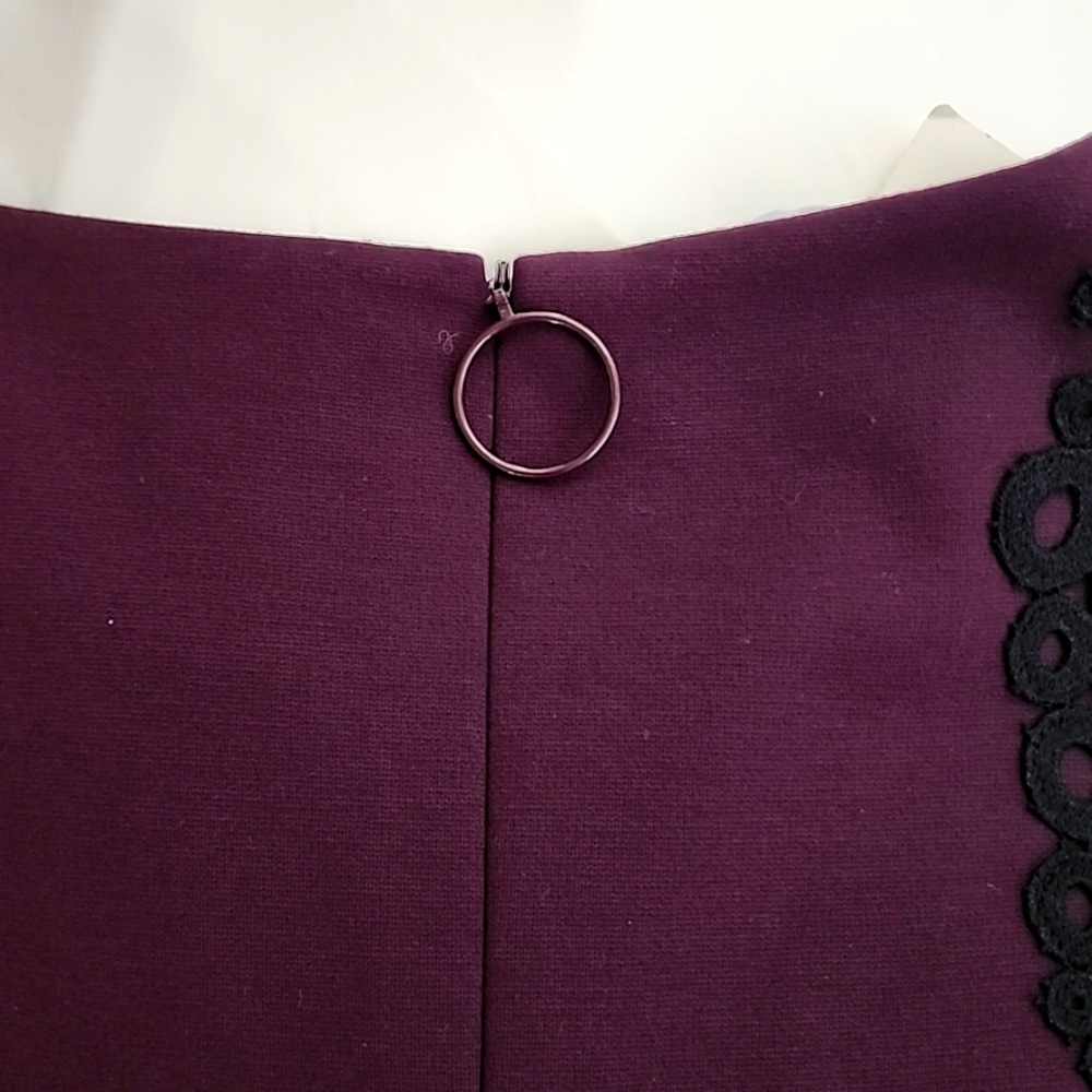 NWT AKRIS PUNTO Wine Sheath Dress w/ Black  Embroidered Accent - Picture 15 of 16